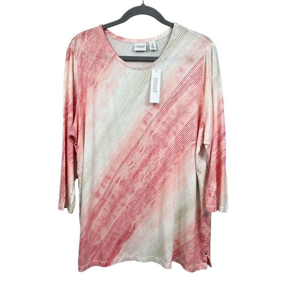Weekends by Chico's Womens Top Shirt Stretch Scoop Neck Ombré‎ Orange Size 3 - Picture 1 of 5